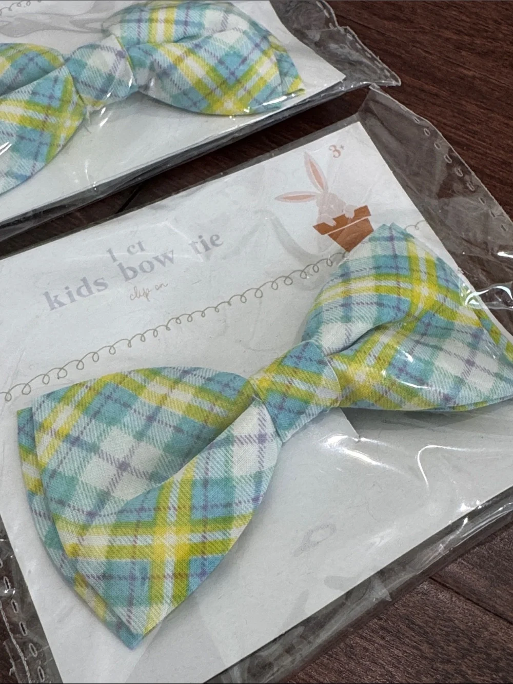 Toddler Boys Plaid Bow Tie Clip-on Blue Yellow White Coordinating Set